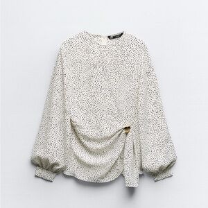 NWT Zara Gold appliqué polka dot top sz M